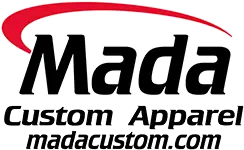 Mada Custom Apparel logo with website URL